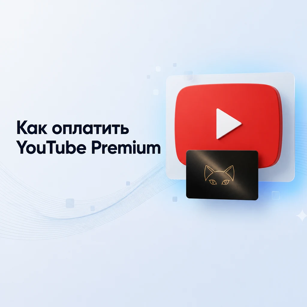 Логотип YouTube Premium — оплата подписки виртуальной картой CatCard
