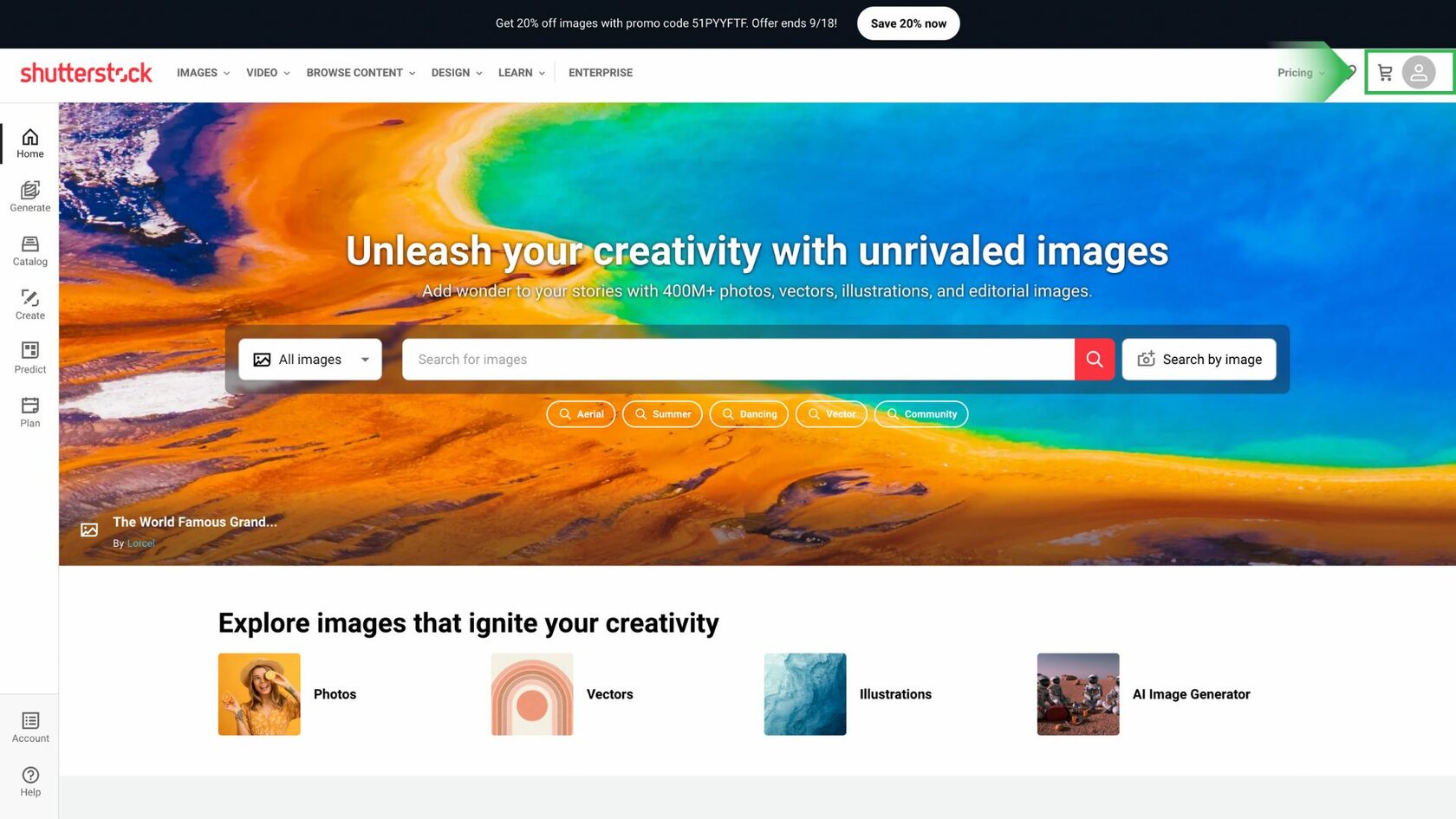 Вход в аккаунт Shutterstock