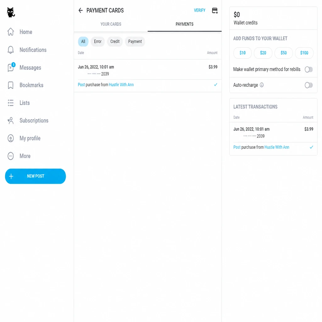 Успешная транзакция OnlyFans — списание 3,99$