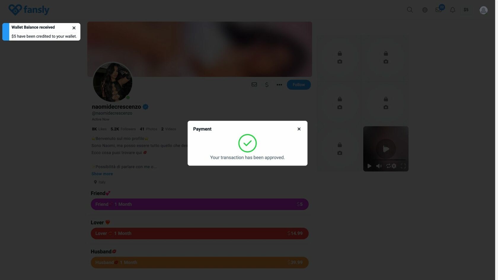 Экран подтверждения оплаты Fansly картой CatCard