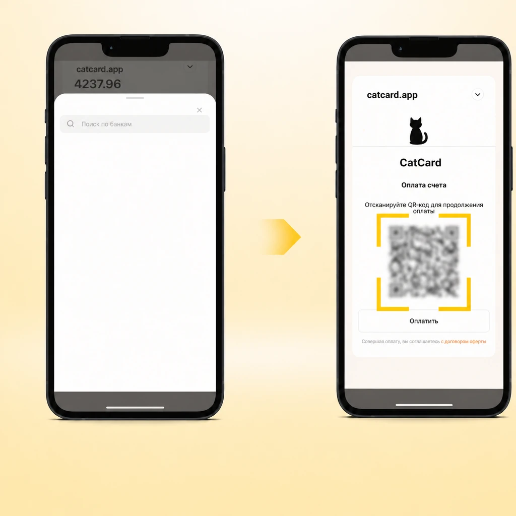 QR-код для оплаты пополнения карты CatCard через СБП