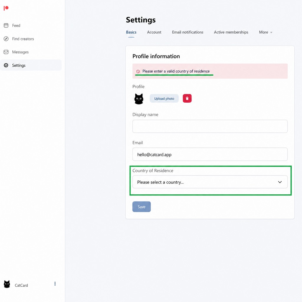 Настройки аккаунта Patreon — раздел биллинга